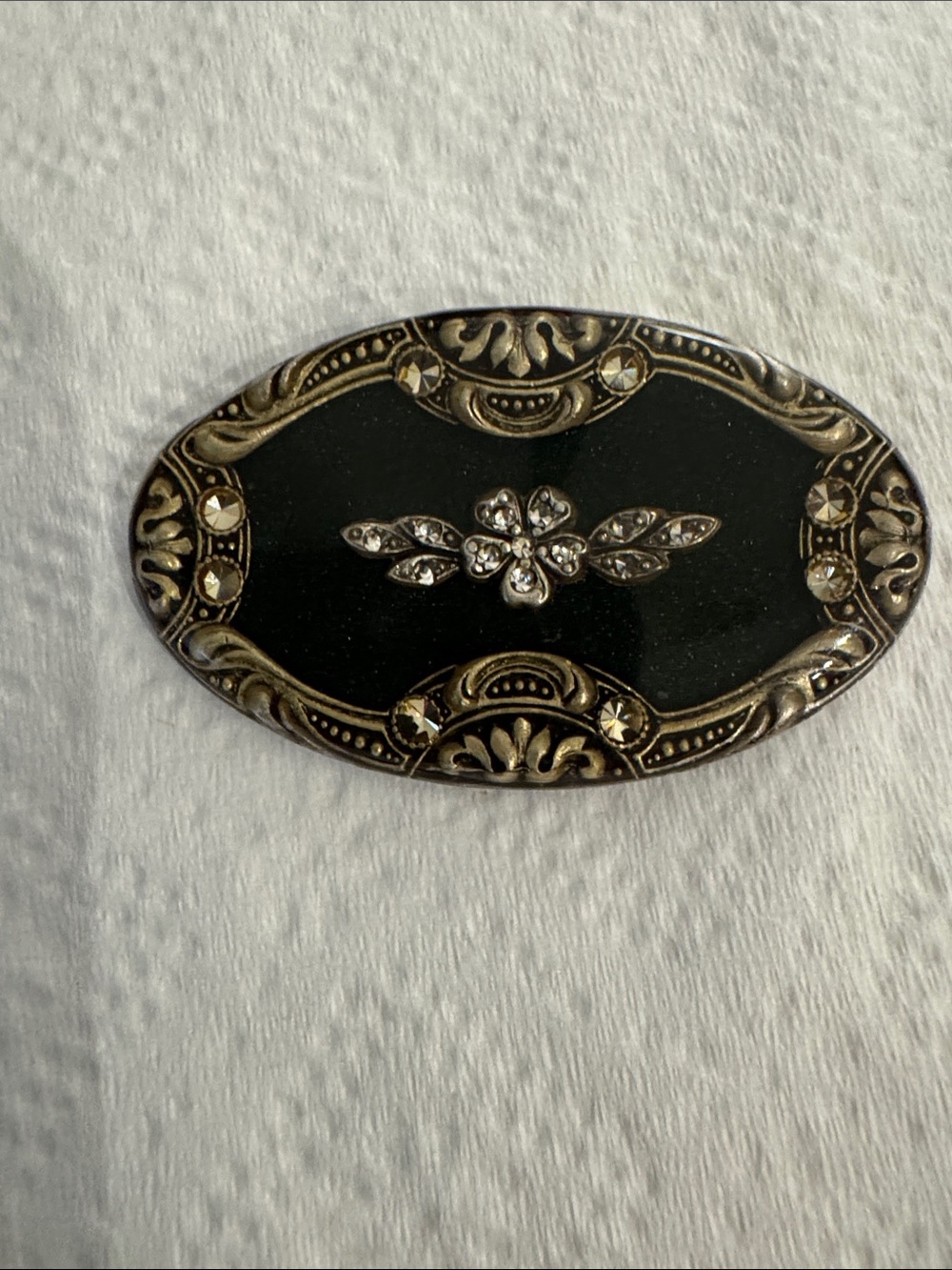 Vintage Catherine Popesco Art Deco Enamel and Rhinestone Brooch France